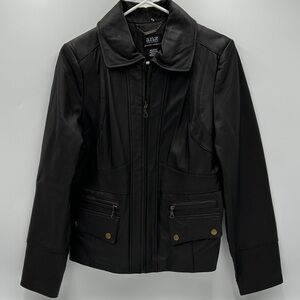 a.n.a Leather Moto Jacket Zip Up Bikercore Refined Medium Black sleek Pockets